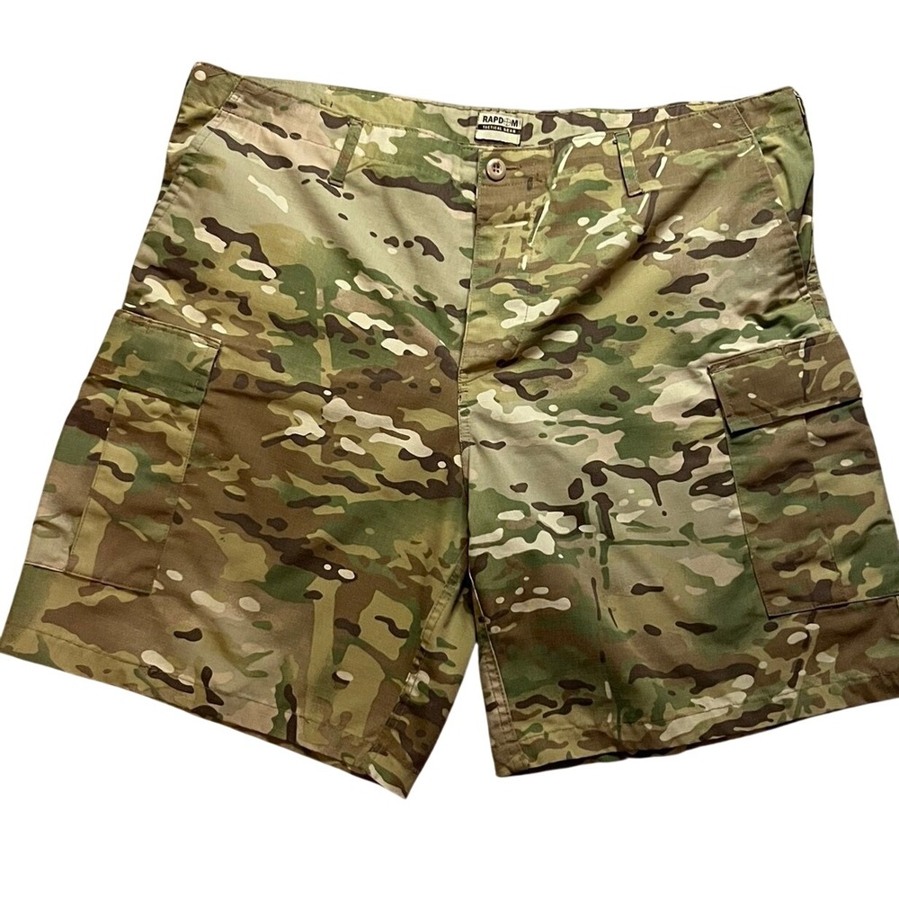 Rapdom Tactical Gear Multicam Camo Ripstop Cargo Shorts Mens 40 Adjustable